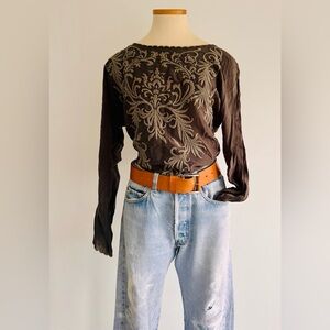 Johnny Was olive green Long Sleeve Top